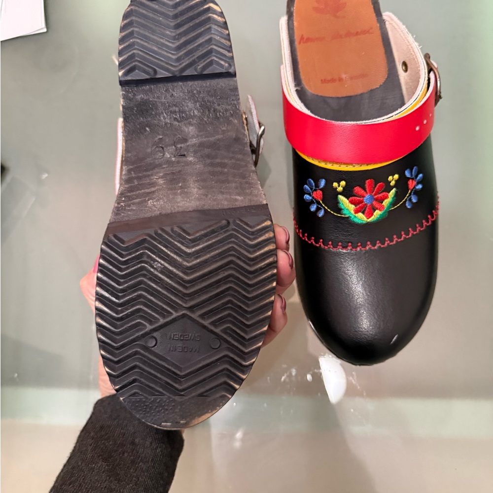 Handmade Swedish Clogs with stitching design size 39 - Picture 3 of 8